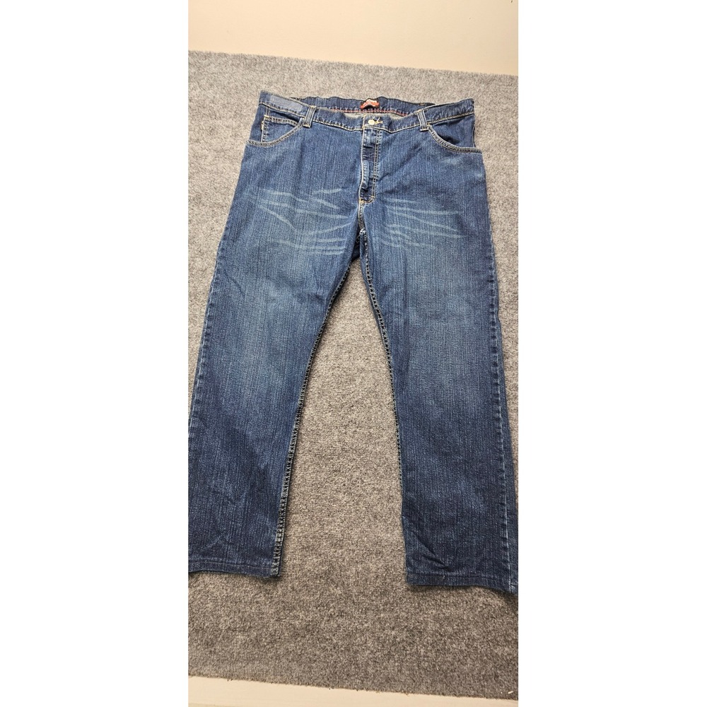 Bulwark Mens Relaxed Fit Straight Leg Jeans Medium Wash Blue Denim 44x31